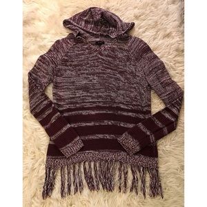 Lightweight Oversized Hooded Sweater with Fringe